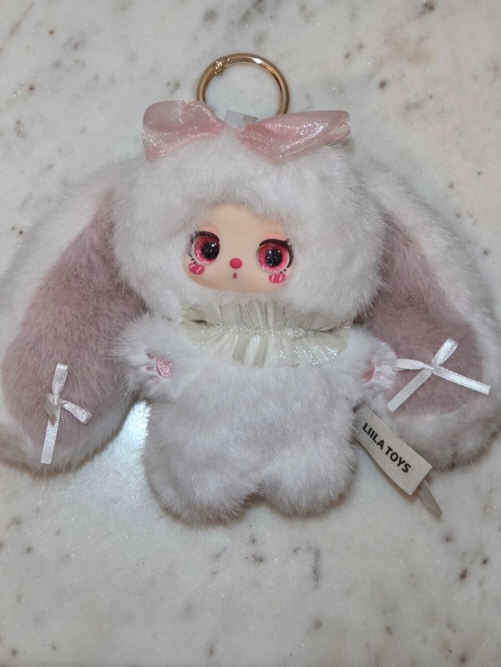 Liila’s Rainbow Candy Bunny Plush Keychain - White Milk Fusion